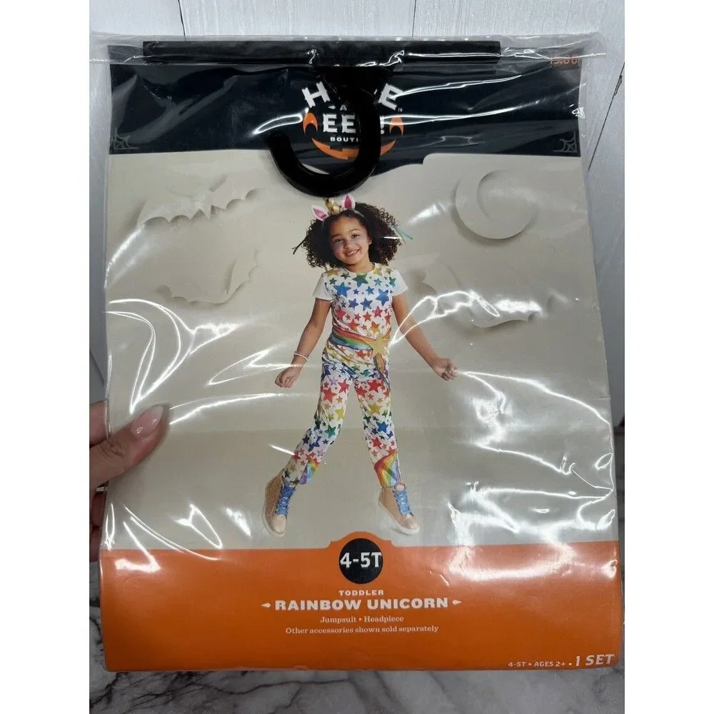 Toddler Rainbow Stars Unicorn Halloween Costume #01